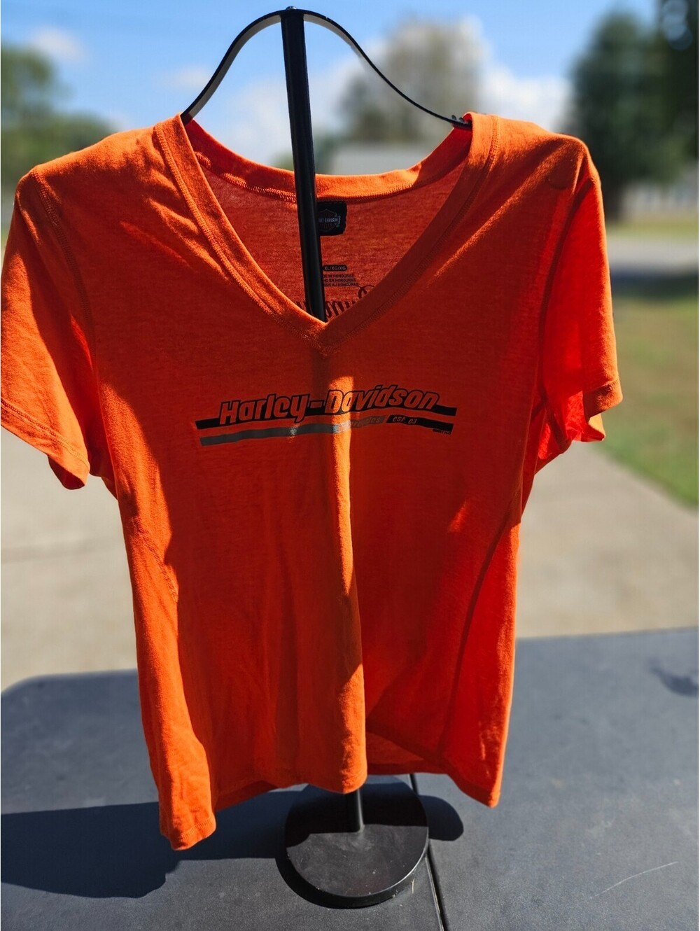 Orange Harley Davidson Women's Short Sleeve T-Shirt Size XL